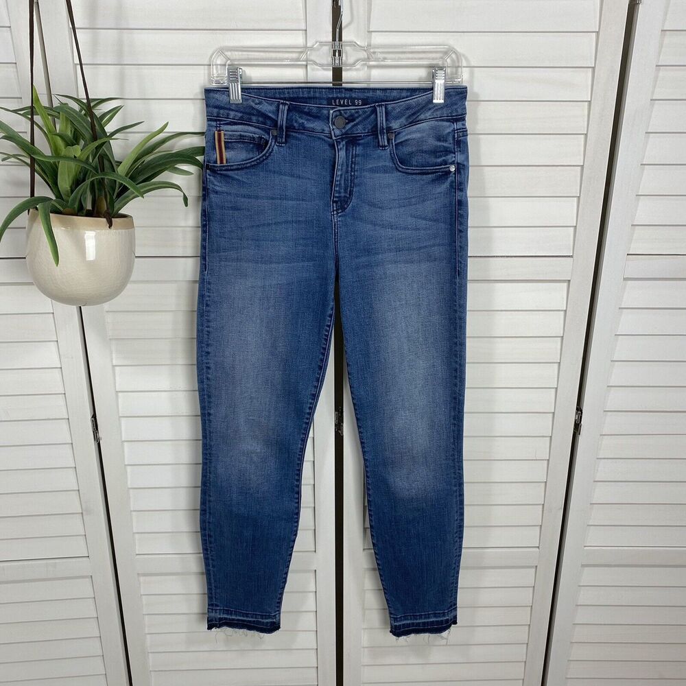 Level 99 Madison‎ Raw Hem Undone Skinny Midrise Jeans Dixon Wash Womens Size 29
